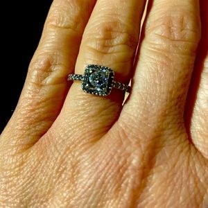 Pandora Sterling silver Square halo ring size 4.5